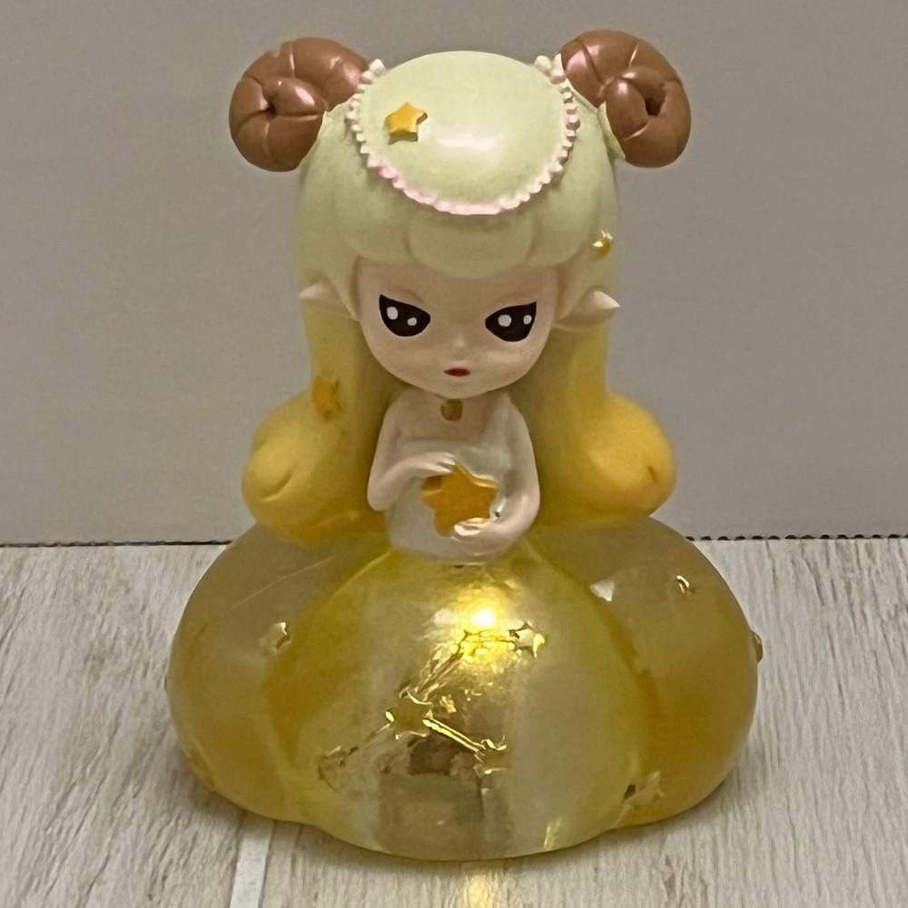 Light Up Zodiac Sign Constellation Figure Aries Ram Horns Yellow Girl Astrology